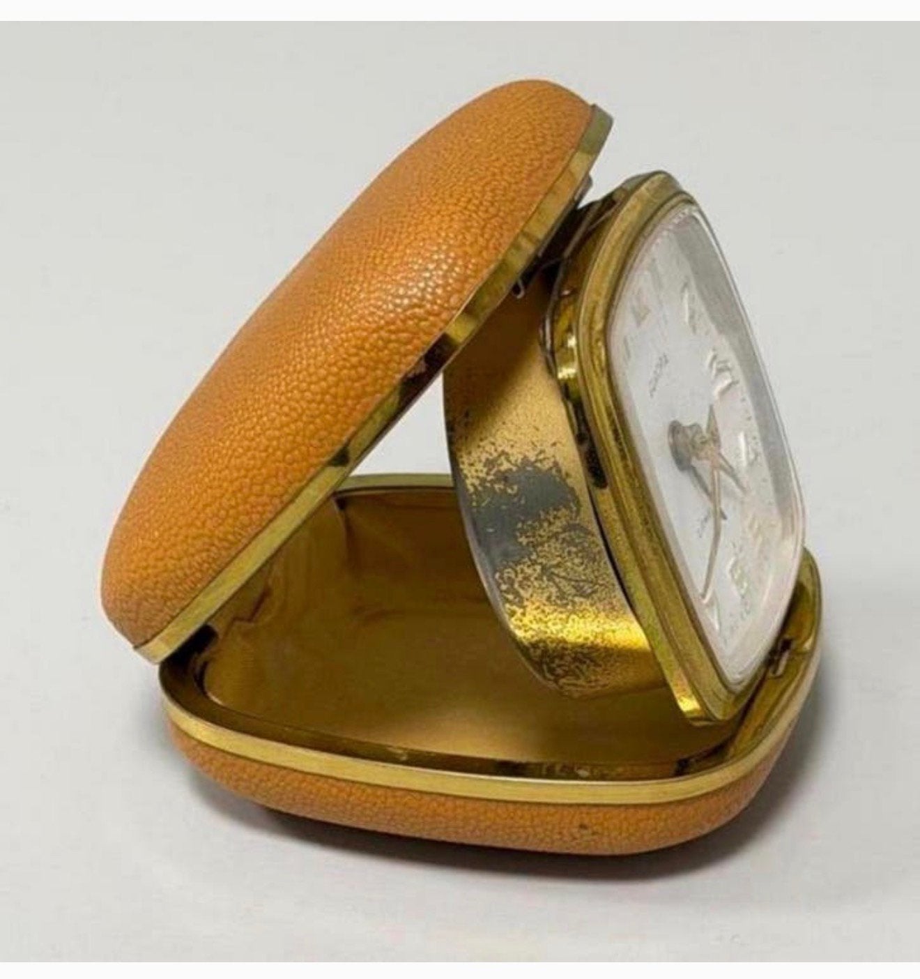 Vintage antiek 1960 Europa 2Jewels reiswekker klok klap-etui, Ophalen of Verzenden