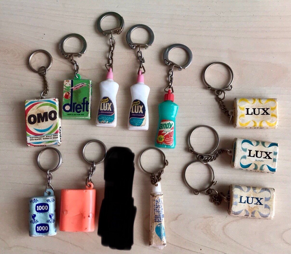 Sleutelhangers,Andy,Dreft,Omo,Lux,Castella,Popla, Ophalen of Verzenden, Zo goed als nieuw, Merk