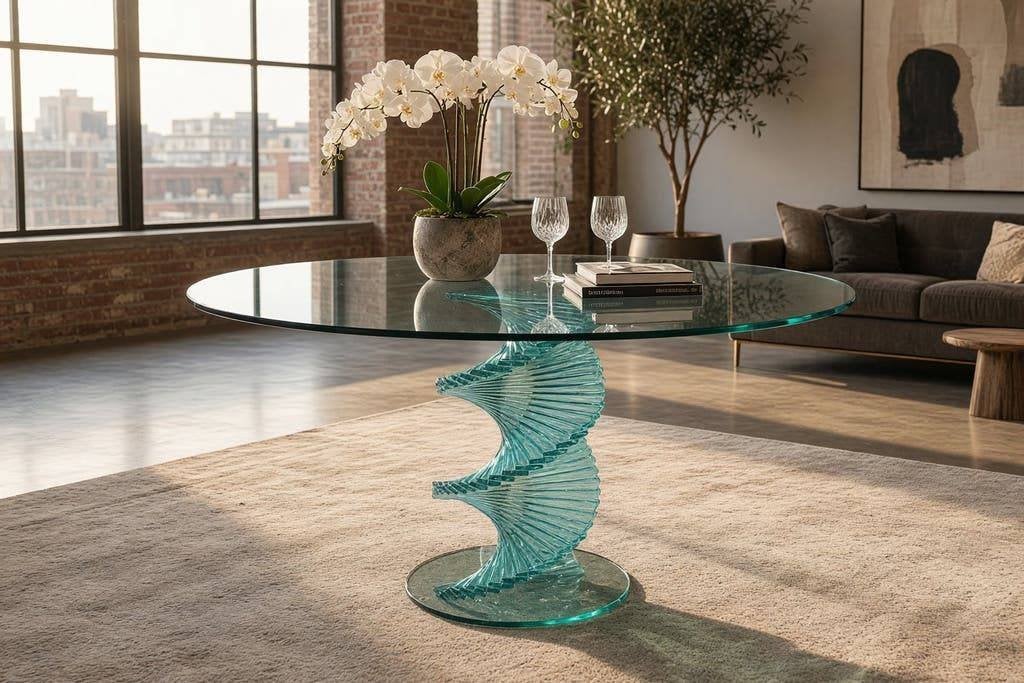 Vintage twisted glazen jaren 90 design tafel, Ophalen
