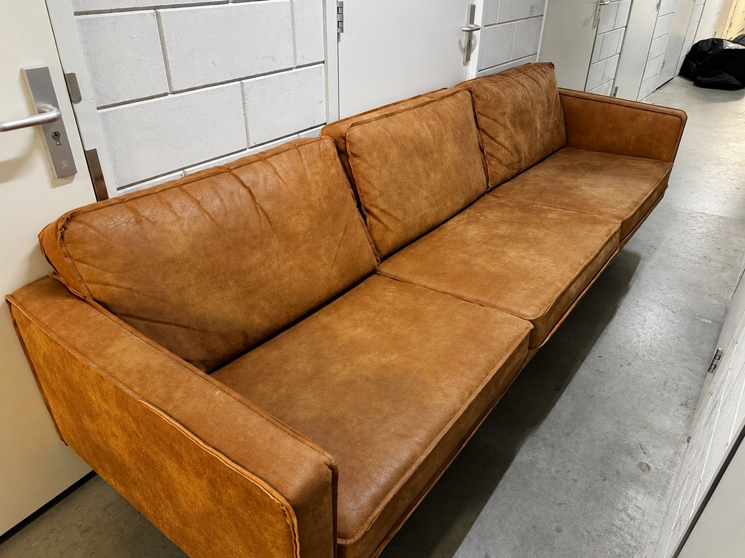 Rodeo bank 3-zits ecoleer cognac, Ophalen, 250 tot 300 cm, Gebruikt, Cognac/vintage