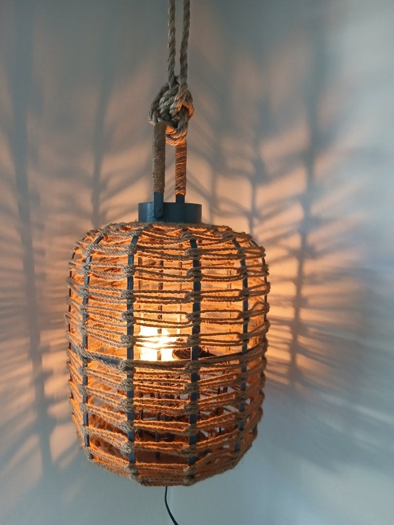 hanglamp  touw en metaal  groot, Ophalen of Verzenden, Zo goed als nieuw, Metaal