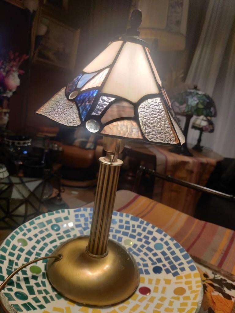Tiffany-Artdeco tafellamp 35 cm – handgemaakte glaskap 20 cm, Ophalen