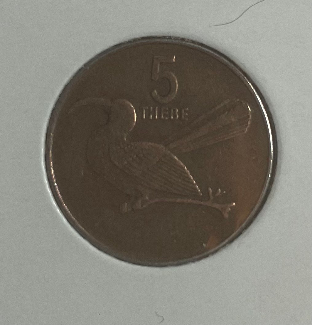 5 thebe Botswana 1991, Postzegels en Munten, Munten | Afrika, Ophalen of Verzenden, Overige landen