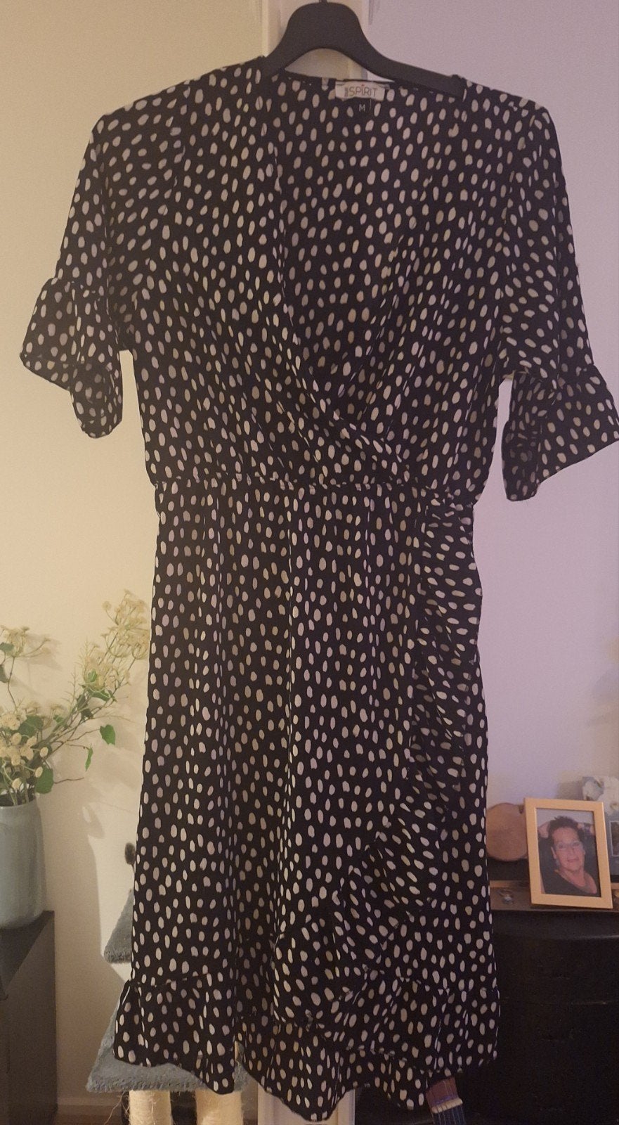 Dames jurkje zwart/witte stippen., Zwart, Spirit, Maat 46/48 (XL) of groter, Nieuw