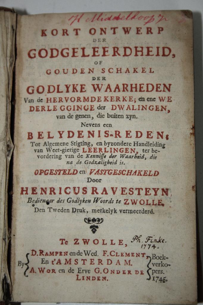 Henricus Ravesteyn - Kort Ontwerp & Belydenisreden (1745), Ophalen of Verzenden