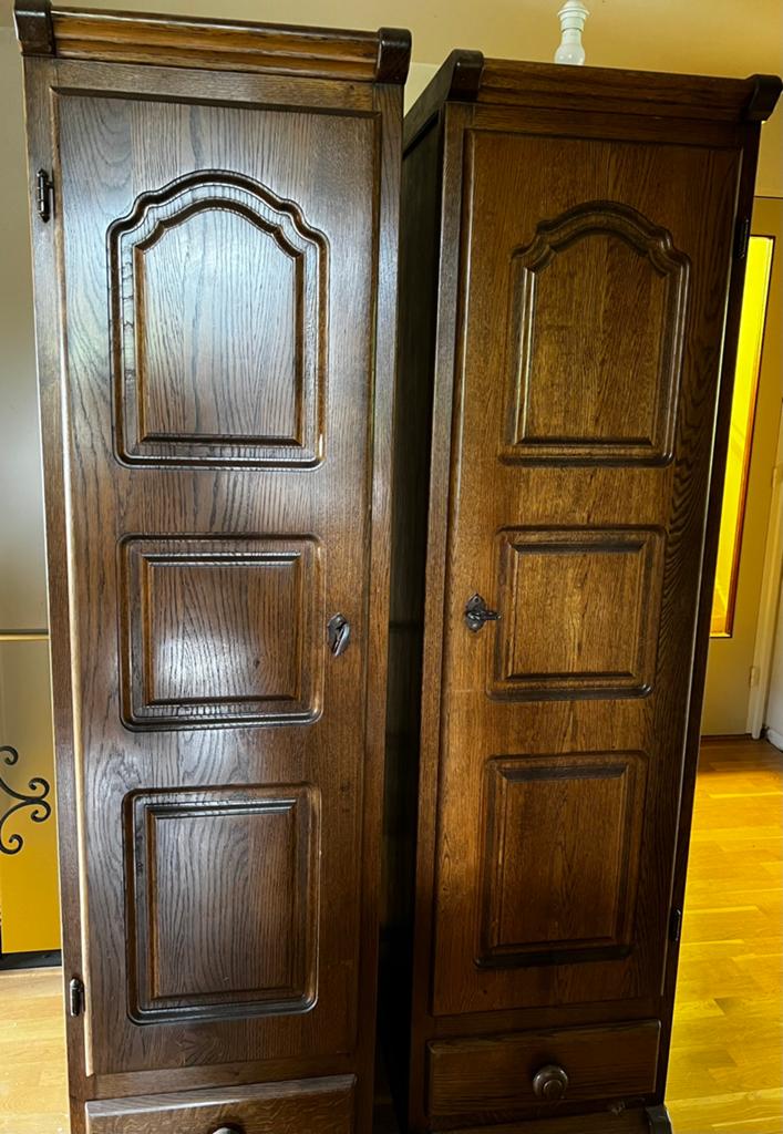 Set van 3 massief eiken kasten (2 kleine, 1 grote), Ophalen