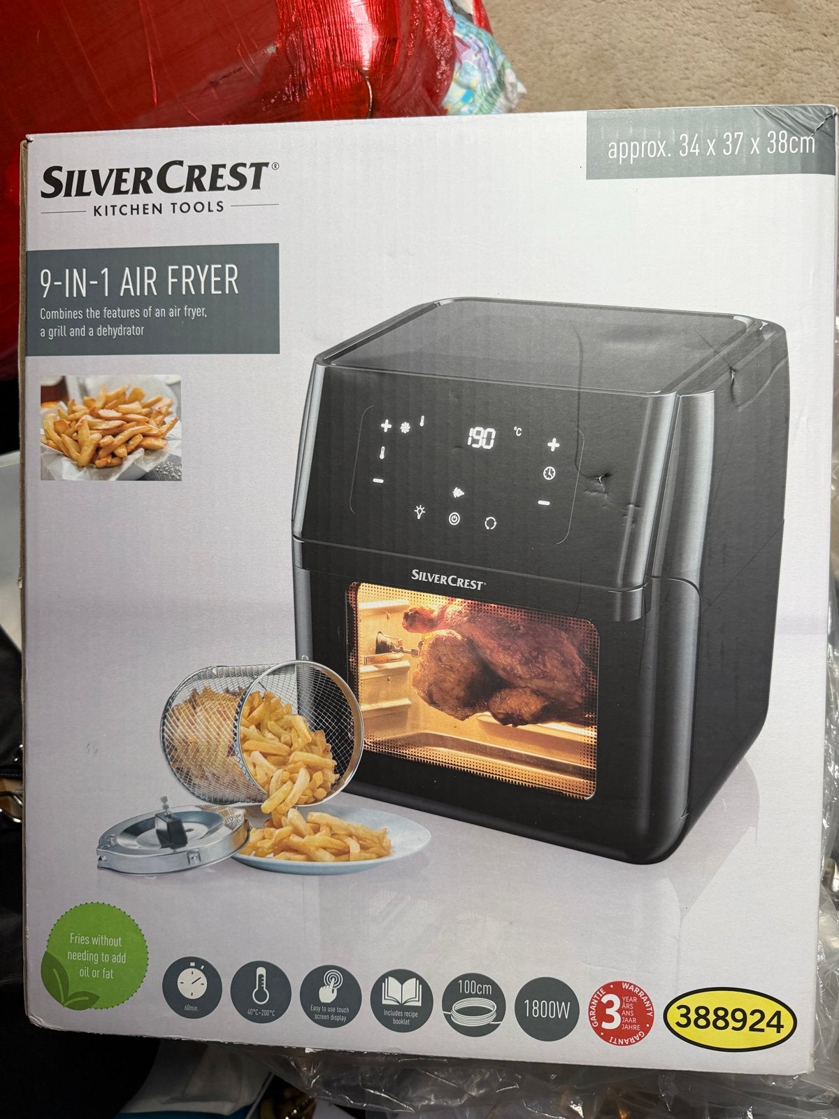 SilverCrest 9-in-1 Airfryer - Grill & Dehydrator, Witgoed en Apparatuur, 4 liter of meer, Ophalen, Nieuw