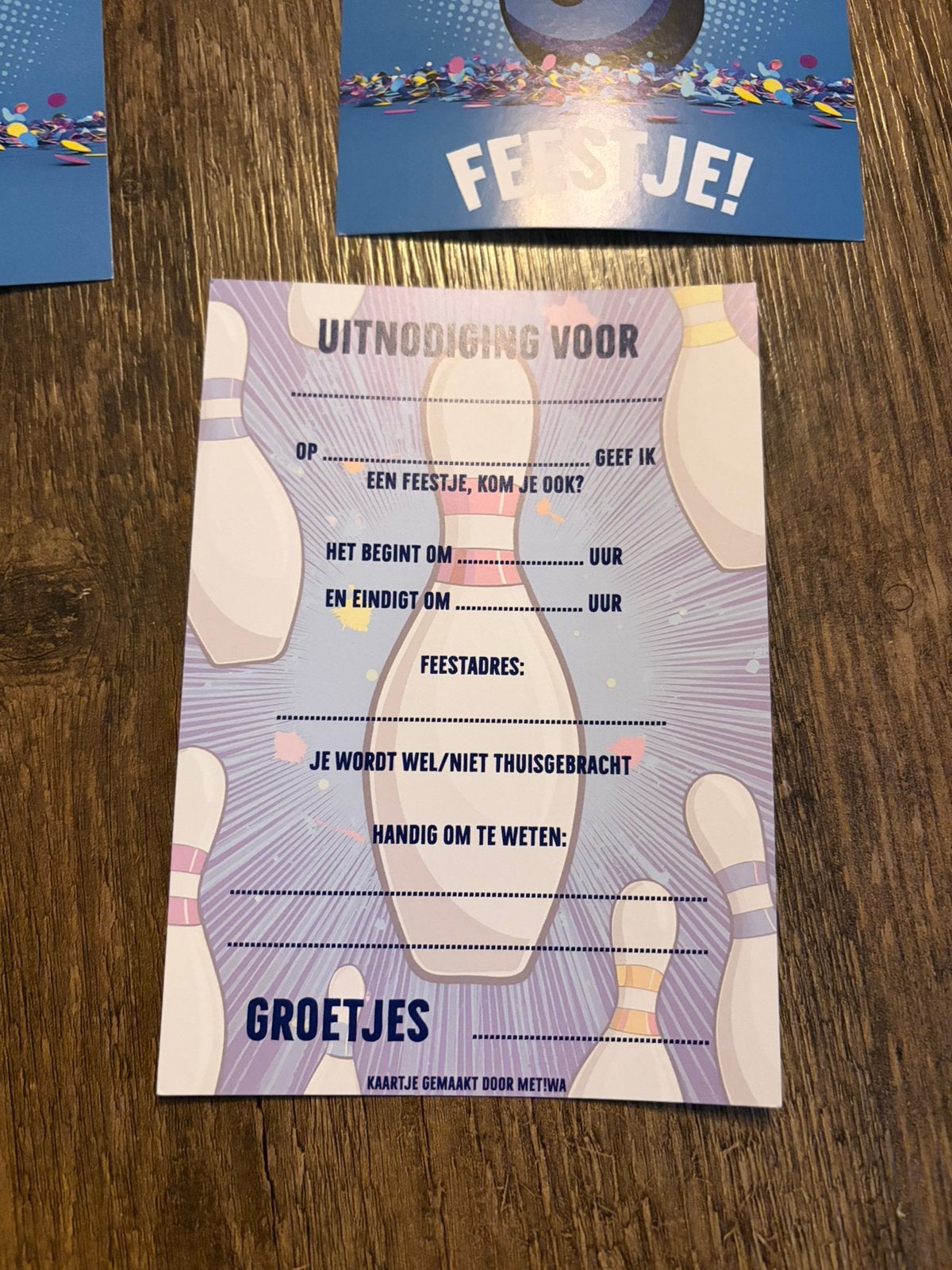 Uitnodigings kaarten Bowlen, Ophalen, Overige landen
