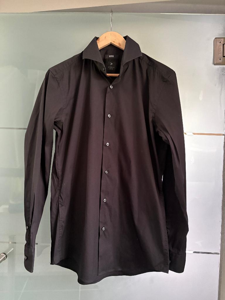 Hugo Boss - Zwart Hemd, Maat 38/40 (M), Zwart, Ophalen of Verzenden, Zo goed als nieuw