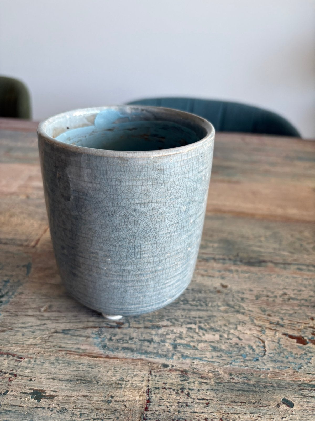 Blauw potje, Gebruikt, Rond, Binnen, Ophalen of Verzenden