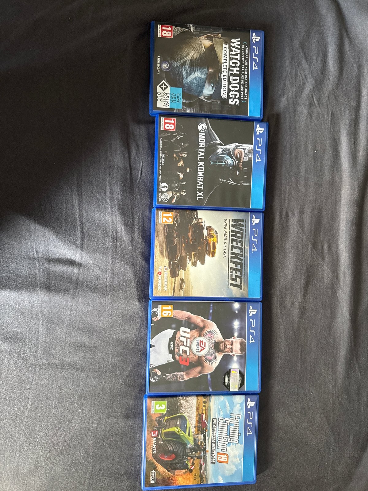 PS4 Games Bundel: Watch Dogs, Mortal Kombat, Wreckfest, UFC3, Gebruikt, Vanaf 18 jaar, Overige genres, Eén computer