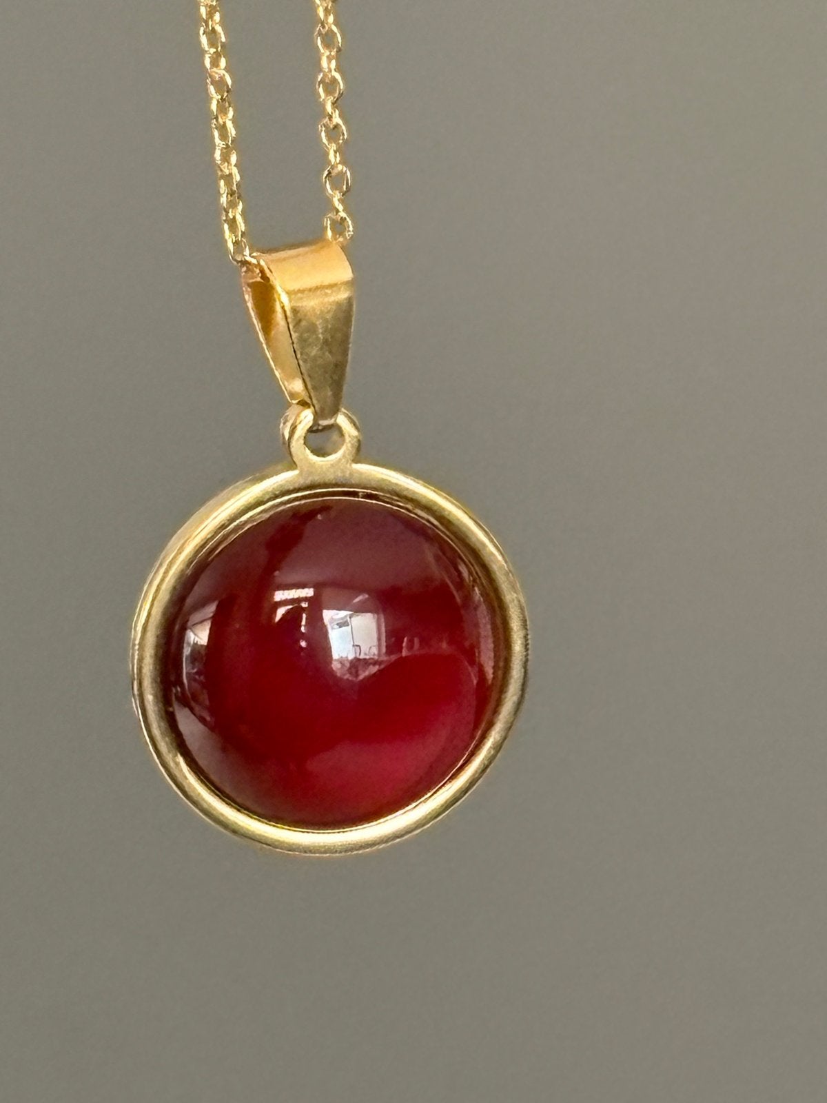 Dieprode Agaat Hanger Ketting - Goudkleurig RVS, Sieraden, Tassen en Uiterlijk, Kettingen, Nieuw, Cariadgems@hotmail.com, Ophalen of Verzenden