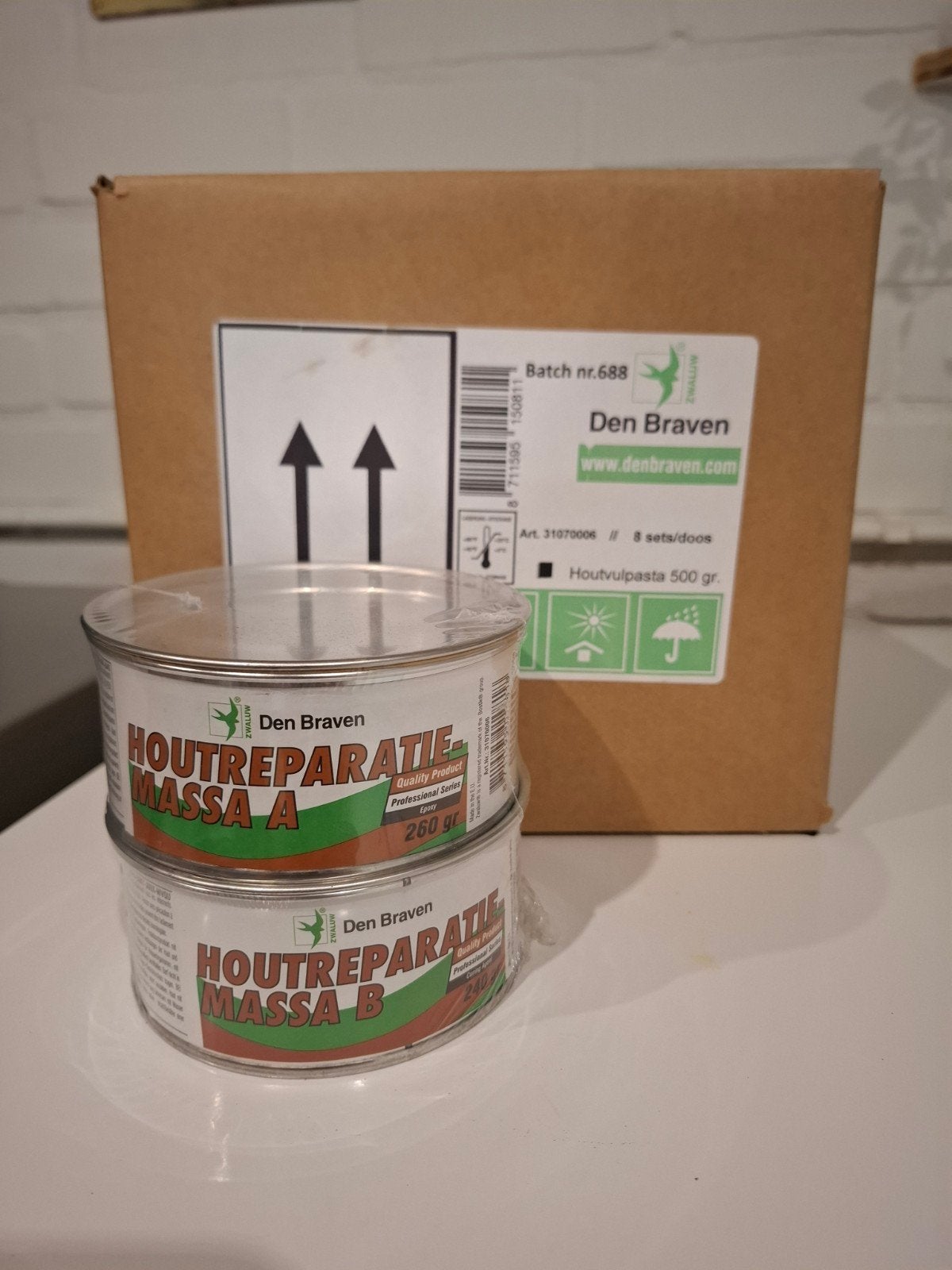 Den Braven Houtreparatie Massa A & B - 500 gr Houtvulpasta, Minder dan 25 mm, Overige typen, Nieuw, Ophalen of Verzenden