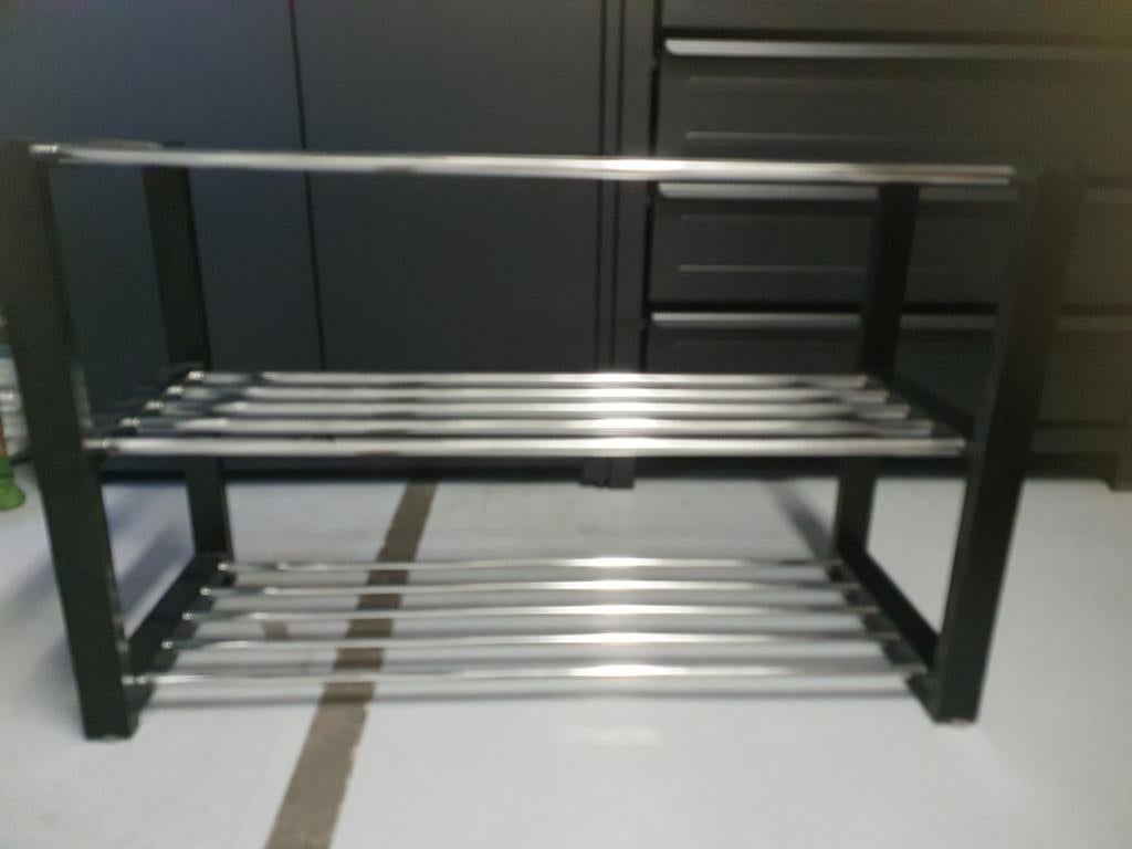Schoenenrek met 2 lagen - zwart/chroom, Ophalen, Gebruikt