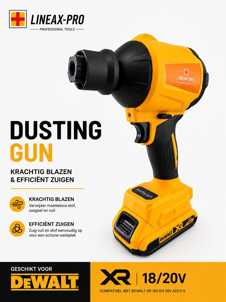 LINEAX-PRO Dusting Gun – Geschikt voor DeWalt XR 18/20V Accu, Ophalen of Verzenden, Nieuw