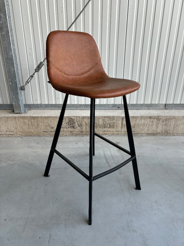 Barkrukken eco-leder cognac, Ophalen, 5 krukken of meer, Met voetsteun, 60 tot 90 cm