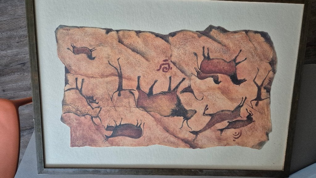 Print Altamira schets, Verzamelen, Ophalen, 1940 tot 1960, Hond of Kat