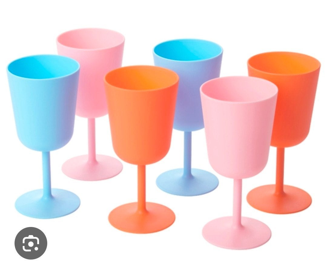 6 plastic, kunststof wijnglazen kleur, nieuw!!, Ophalen of Verzenden, Nieuw