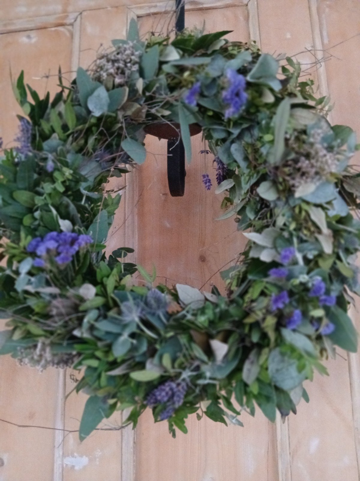 Krans met tijm, eucalyptus en diverse paarse tinten, Ophalen of Verzenden
