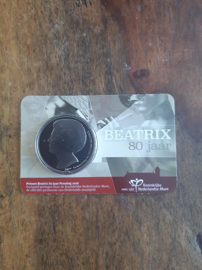 80 jaar Beatrix penning in Coincard KNM, Verzenden, Koningin Beatrix, Euro's