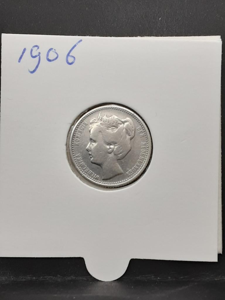 25 cent 1906 koningin Wilhelmina, Postzegels en Munten, Munten | Nederland, Zilver, 25 cent, Ophalen of Verzenden, Koningin Wilhelmina