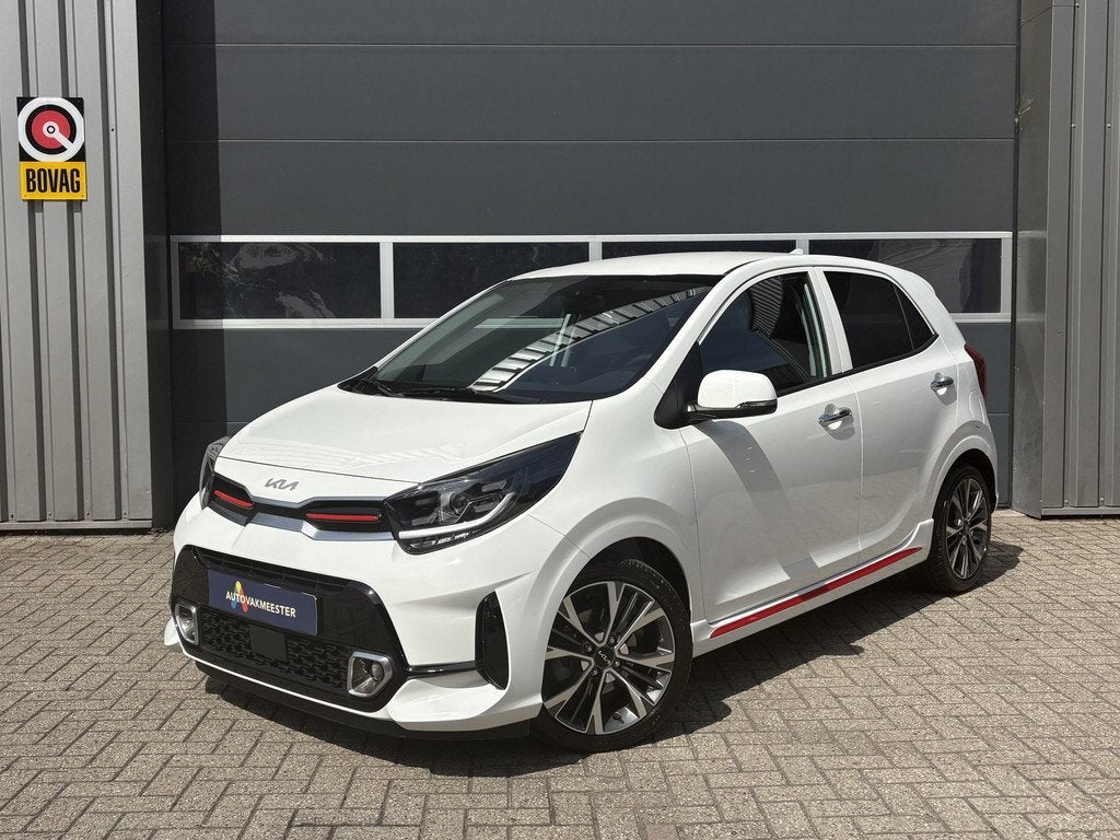 Kia Picanto 1.0 DPi GT-Line | Navi | Leder | Carplay/Android, Auto's, Kia, 12 maanden, Gebruikt, Zwart, Automatische klimaatregeling