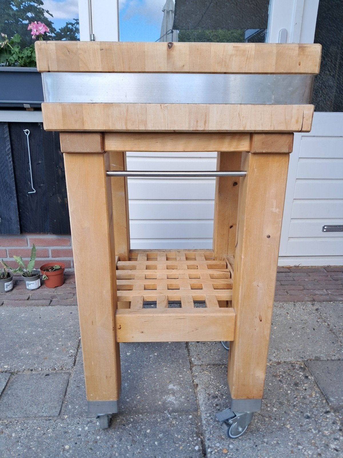 robuust houten hakblok, Ophalen, Gebruikt, 50 tot 100 cm, Vierkant