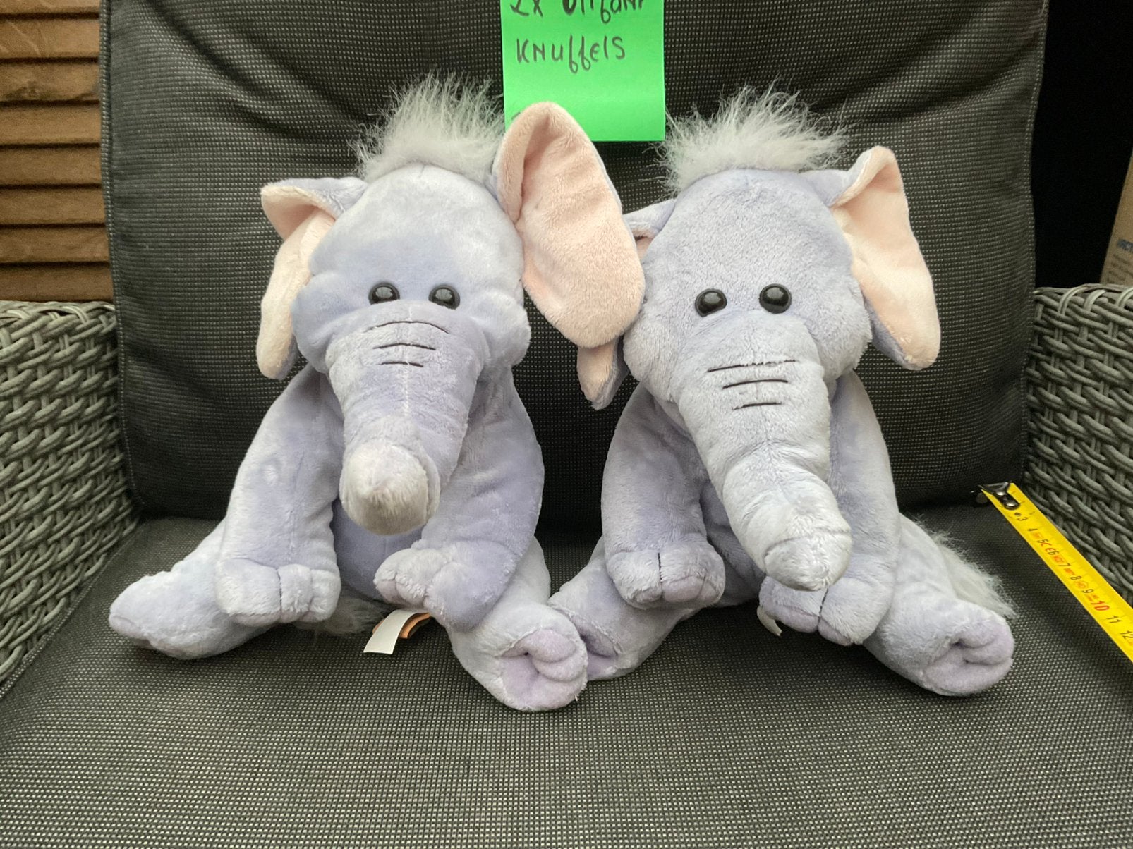 2 zgan, niet kapot, olifant knuffels grijs roze. Samen 5€, Ophalen, Zo goed als nieuw, Olifant