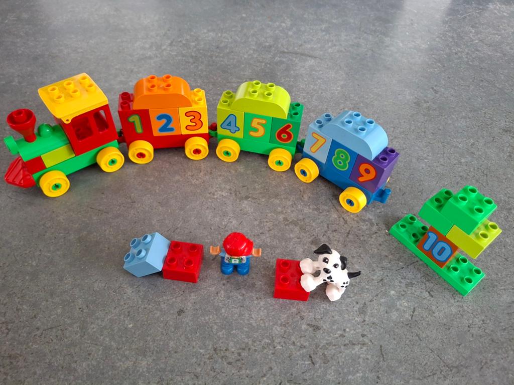 Duplo Getallentrein 10558 met figuurtjes en extra blokken, Gebruikt, Ophalen of Verzenden, Duplo, Inclusief minifiguren