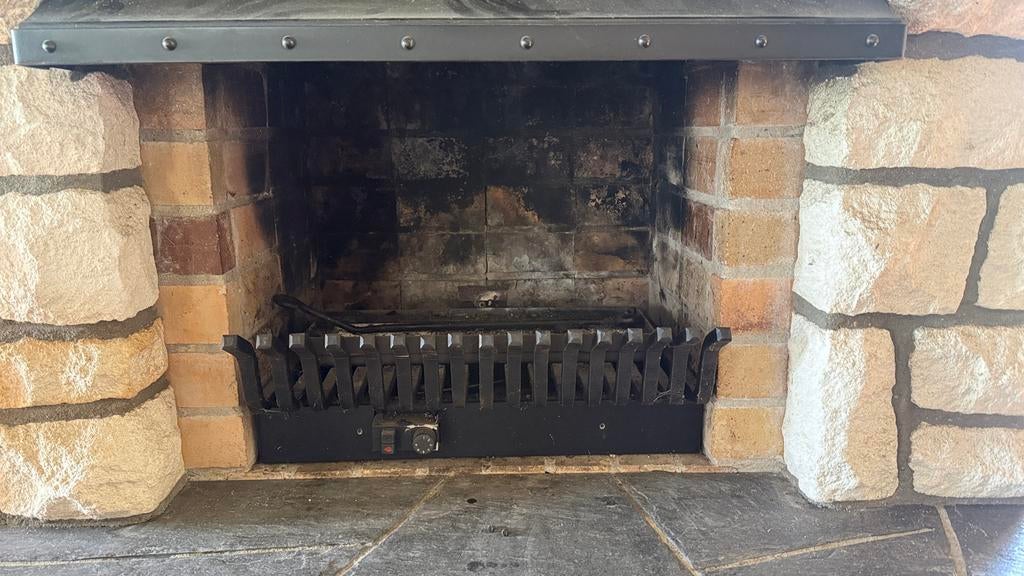 Gietijzeren Stookrooster met opbouw gasbrander, Ophalen, Gas, Inbouw, Gaskachel