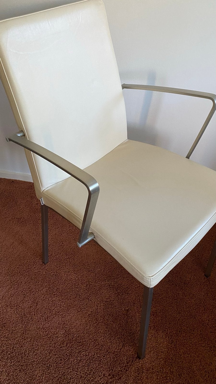 BoConcept Vega Vintage Lederen Stoelen, Gebruikt, Twee, Wit, Leer