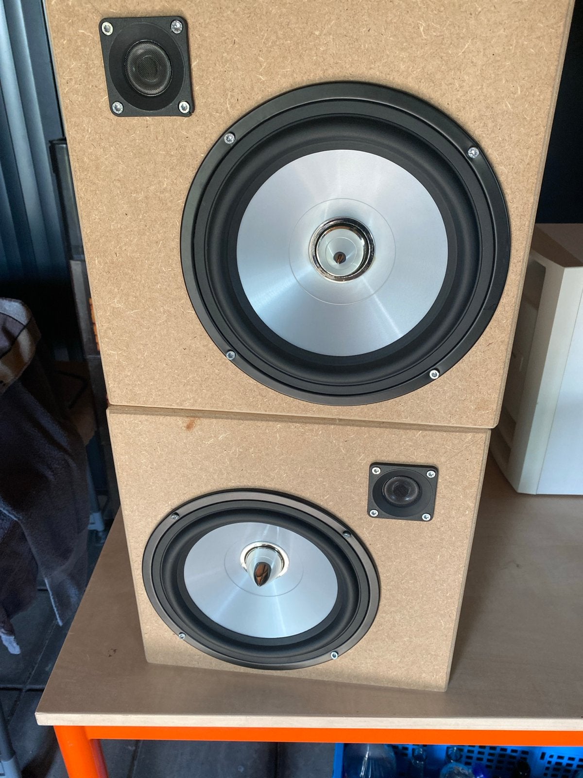 Zelfbouw speakers met Kenwood woofers en Peerless tweeters, Ophalen, Gebruikt, Front, Rear of Stereo speakers, Overige merken