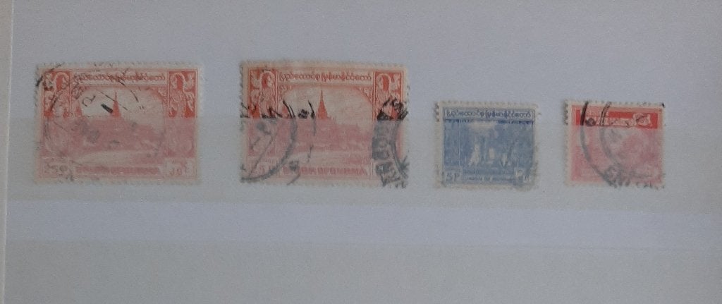 4 Postzegels Birma Gestempeld, Ophalen, Gestempeld, Zuidoost-Azië