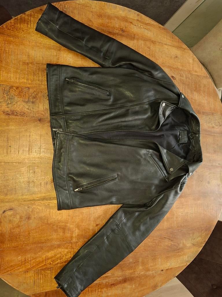 C&A Zwart Leren Bikerjack Maat L, Ophalen, Maat 52/54 (L), Zwart, C&A