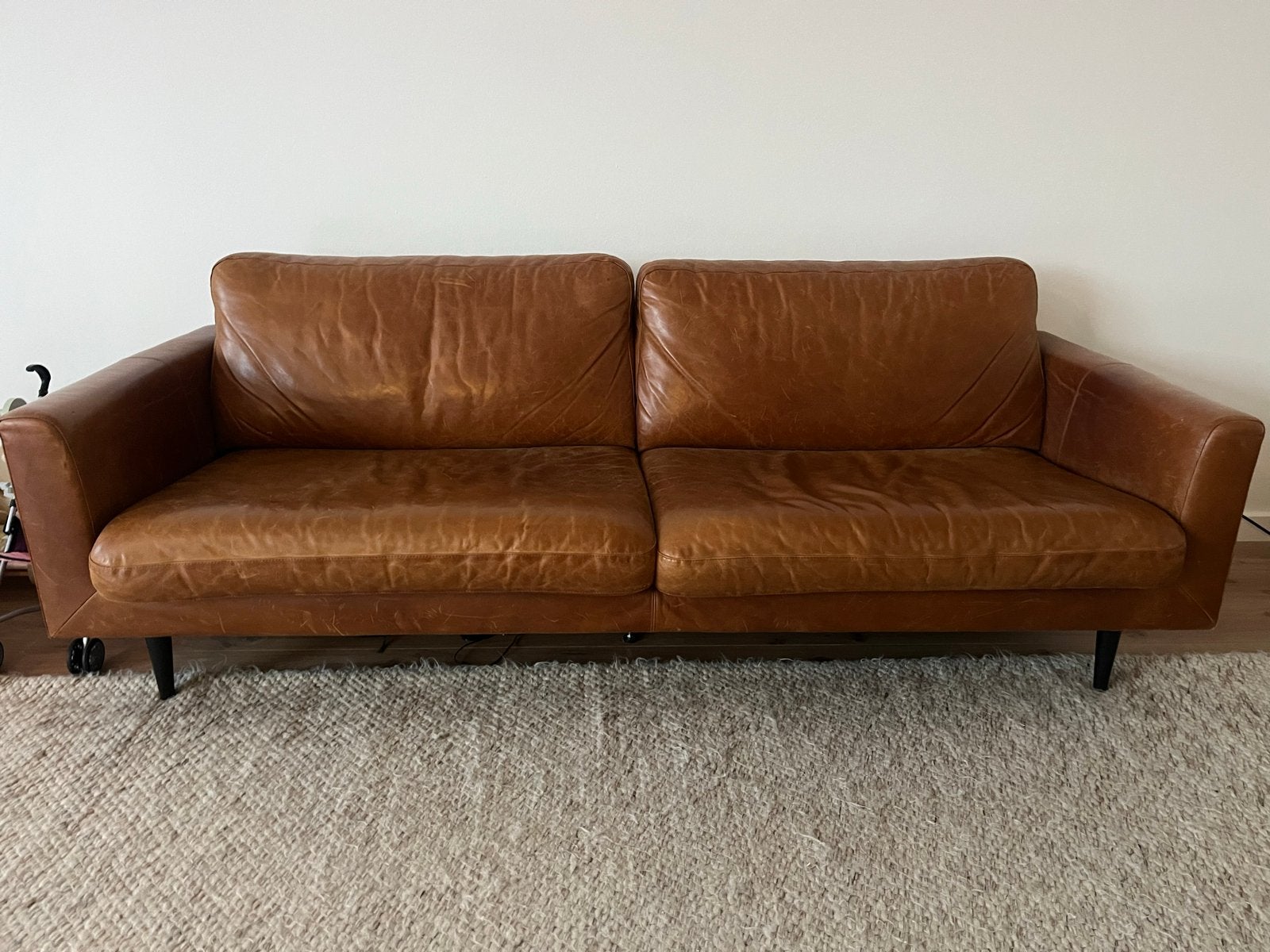 Leren 2-zitsbank - Cognacbruin, Ophalen, Gebruikt, 150 tot 200 cm, Tweepersoons