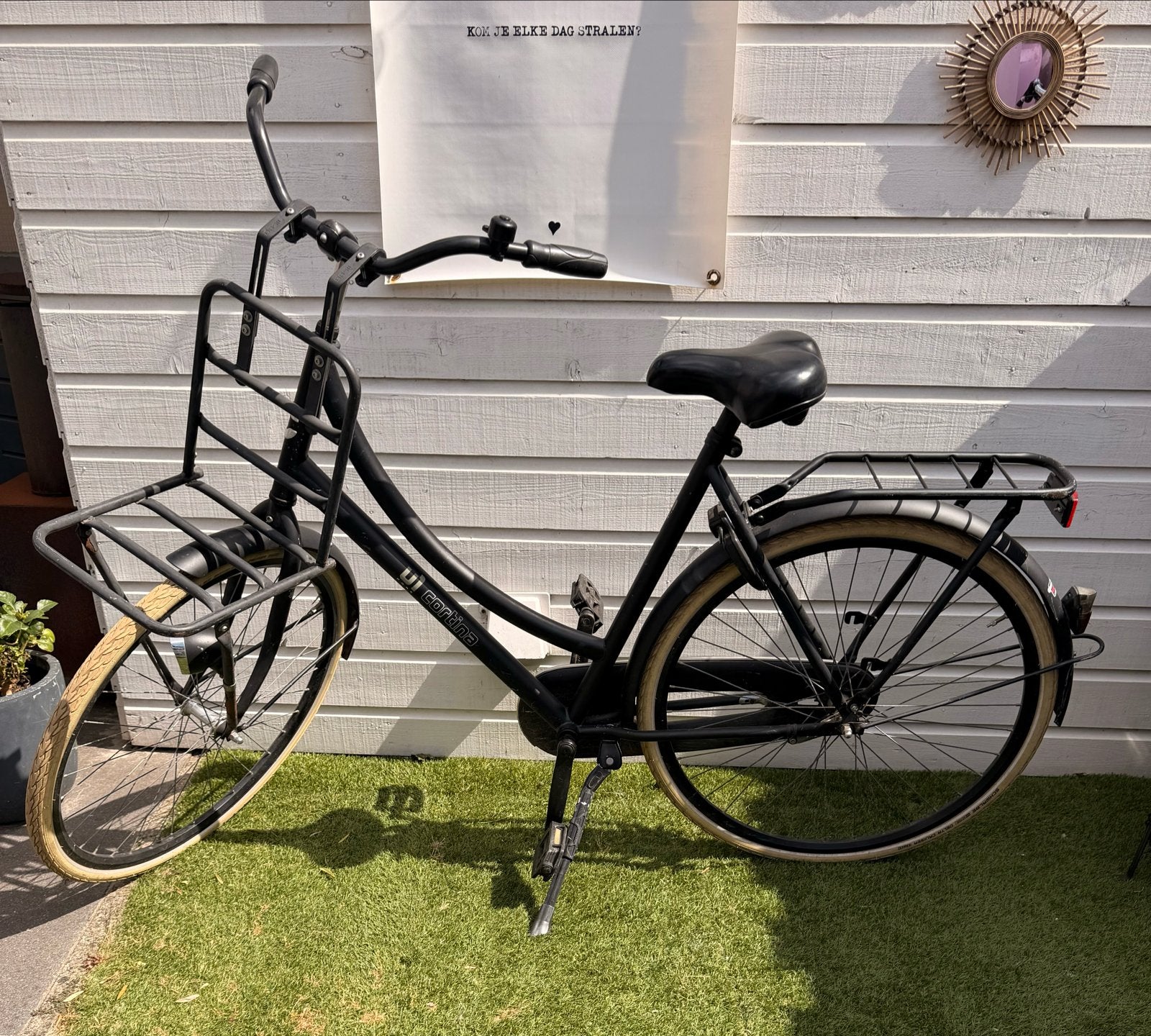 Cortina U4 Transportfiets - Zwart, met voor- en achterdrager, Terugtraprem, Gebruikt, 50 tot 53 cm, Ophalen