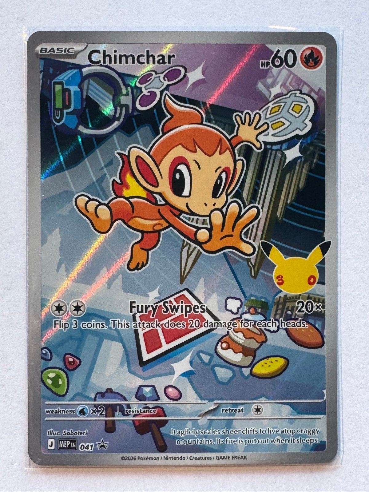 Pokémon Kaart Chimchar 041/081 Holo Foil Celebrations, Hobby en Vrije tijd, Ophalen of Verzenden, Zo goed als nieuw, Losse kaart