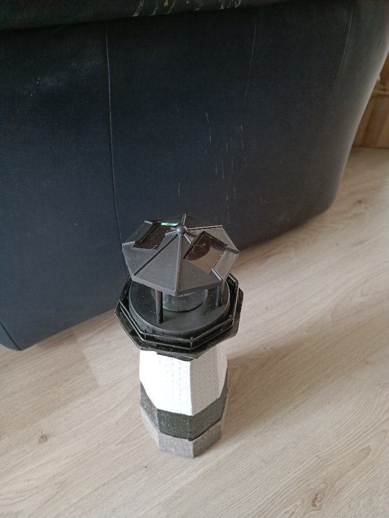 vuurtoren solar lamp kunststof zwart wit nieuw 36 cm, Ophalen of Verzenden, Nieuw, Kunststof