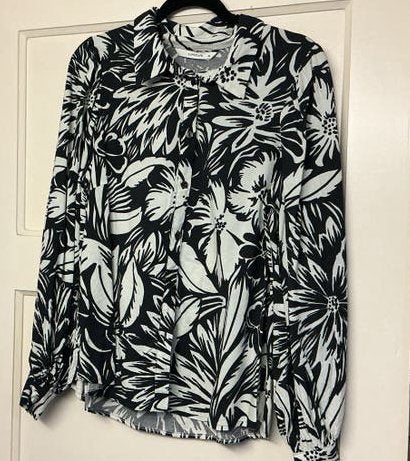 SUMMUM Blouse tuniek maat 42 Zwart wit met pofmouwen, Ophalen of Verzenden, Zo goed als nieuw, Maat 42/44 (L), Zwart
