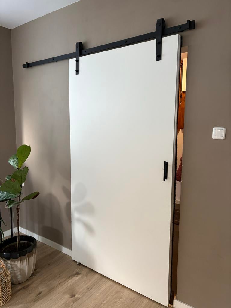 Witte schuifdeur loft style, Doe-het-zelf en Verbouw, Deuren en Horren, 215 cm of meer, Binnendeur, Schuifdeur, Hout