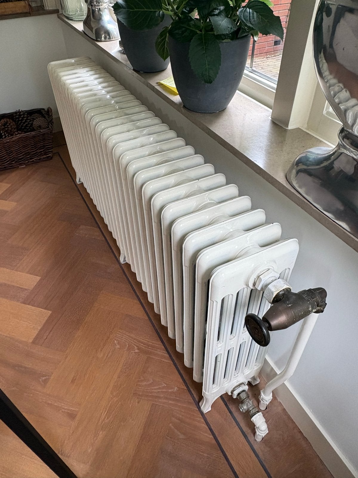 Vintage gietijzeren radiatoren, klassiek model, twee stuks, Ophalen, 30 tot 80 cm, Radiator, 150 cm of meer