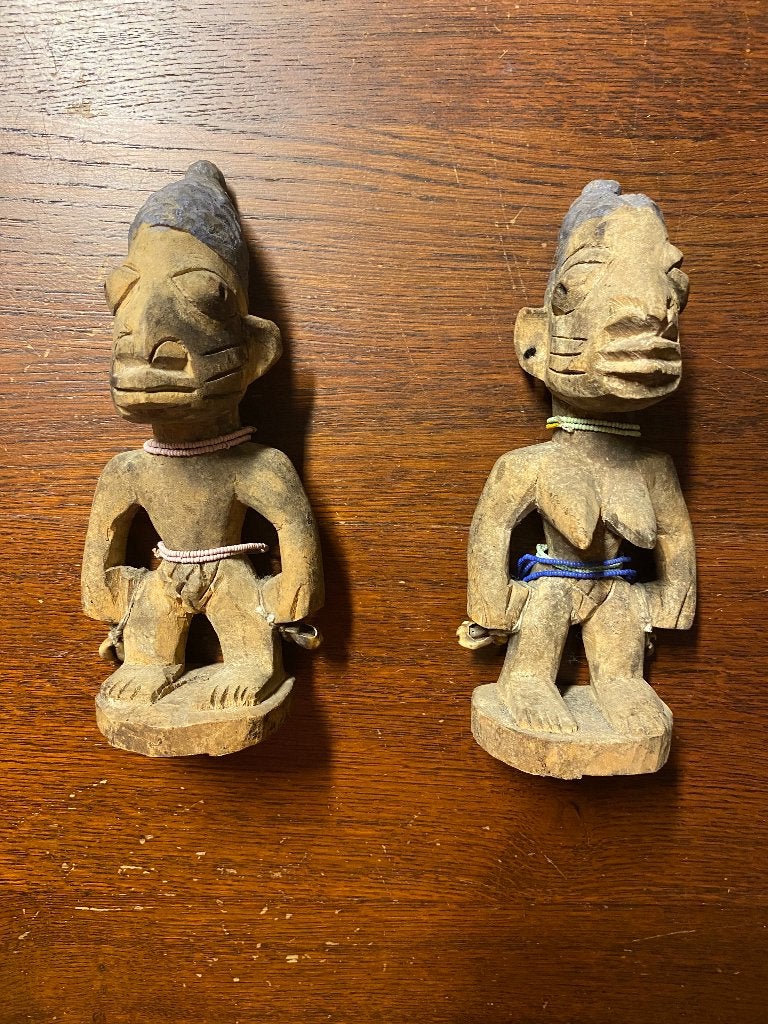 Tweeling beeldjes uit afrika, Hout, Afrika, Handgemaakt, Ophalen of Verzenden