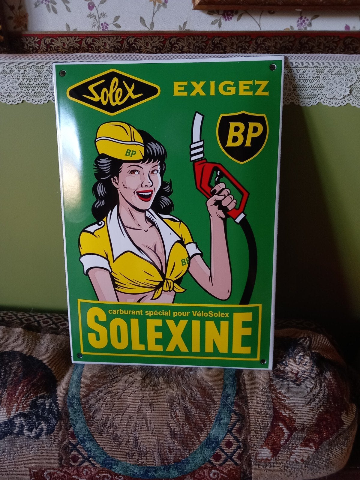 super mooi emaile bordje 30x21cm  Solexine, Ophalen of Verzenden, Zo goed als nieuw, Reclamebord