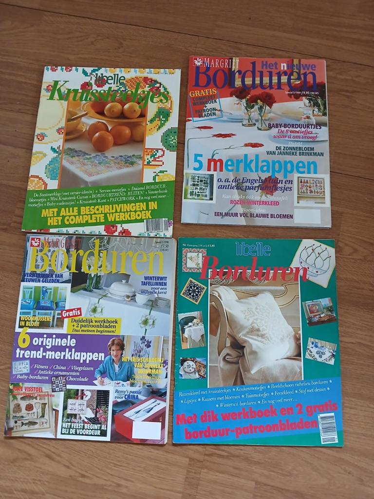 4 Tijdschriften Borduren Margriet en Libelle, Ophalen of Verzenden, Zo goed als nieuw, Handborduren, Overige typen