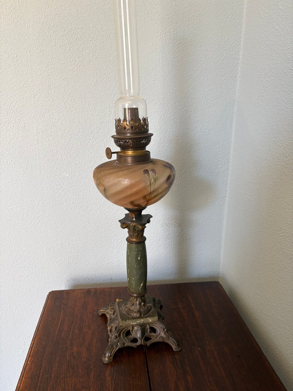 Antieke olielamp met marmeren voet, Antiek en Kunst, Ophalen