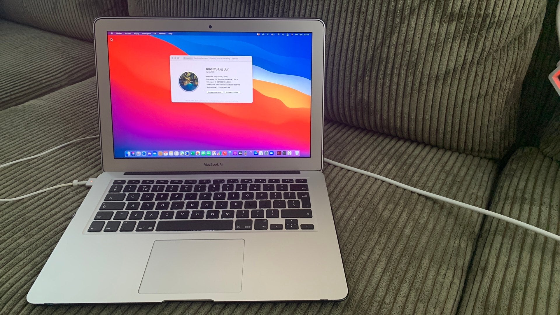 Macbook Air 13 inch 2017, werkgeheugen8MB, Computers en Software, Apple Macbooks, 13 inch, Minder dan 2 Ghz, Ophalen of Verzenden