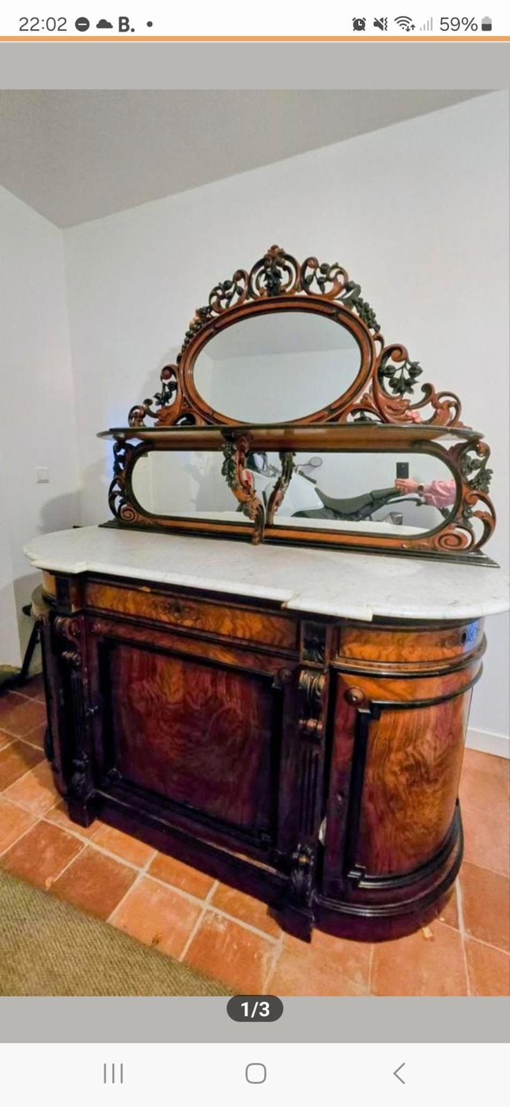 Antiek Hollands cabinet/dressoir met spiegel-/opzetplateau, Ophalen