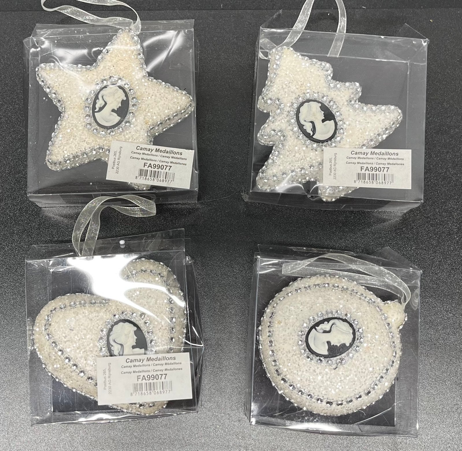 Set van 4 Luxe Kersthangers met Camée Medaillons – Nieuw, Diversen, Ophalen of Verzenden, Nieuw