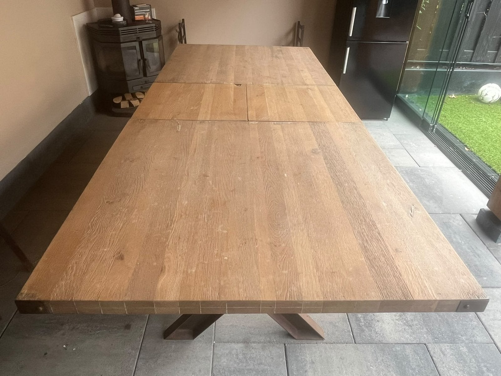 Eikentafel, uitschuifbaar., Ophalen, 200 cm of meer, 50 tot 100 cm, Zo goed als nieuw