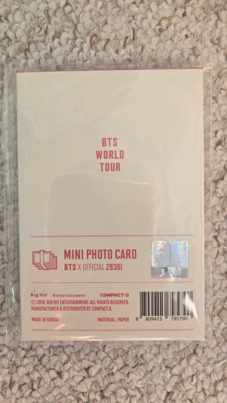 BTS World Tour Mini Fotokaart - Officieel 28381, Ophalen of Verzenden, Nieuw, Foto of Kaart